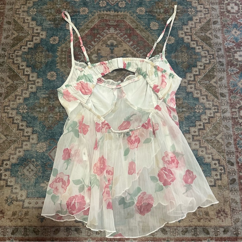 Social Tourist Asymmetrical Hem Chiffon Babydoll Top Size Medium - Picture 8 of 8
